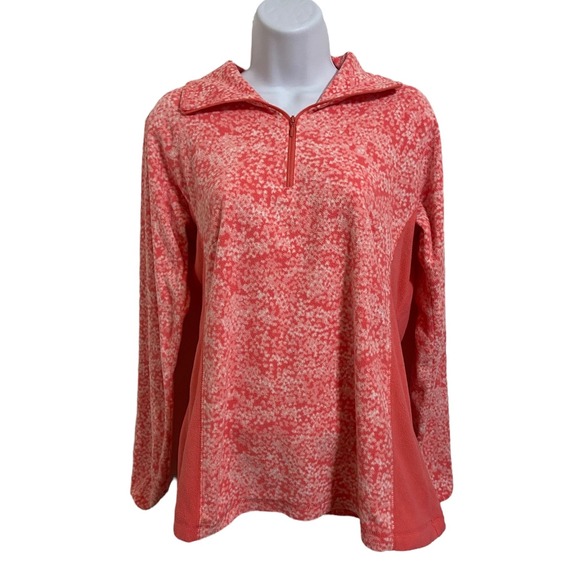 Columbia Coral Floral Fleece Pullover Collared 1/4 Zip Long Sleeve Size Medium - Picture 1 of 7